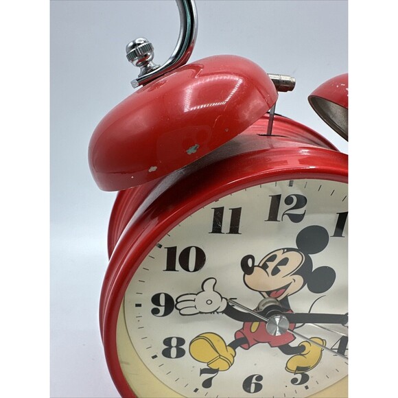 Vintage Mickey Mouse Red Alarm Clock Lorus Quartz Battery Operated-PARTS ONLY - Picture 3 of 12